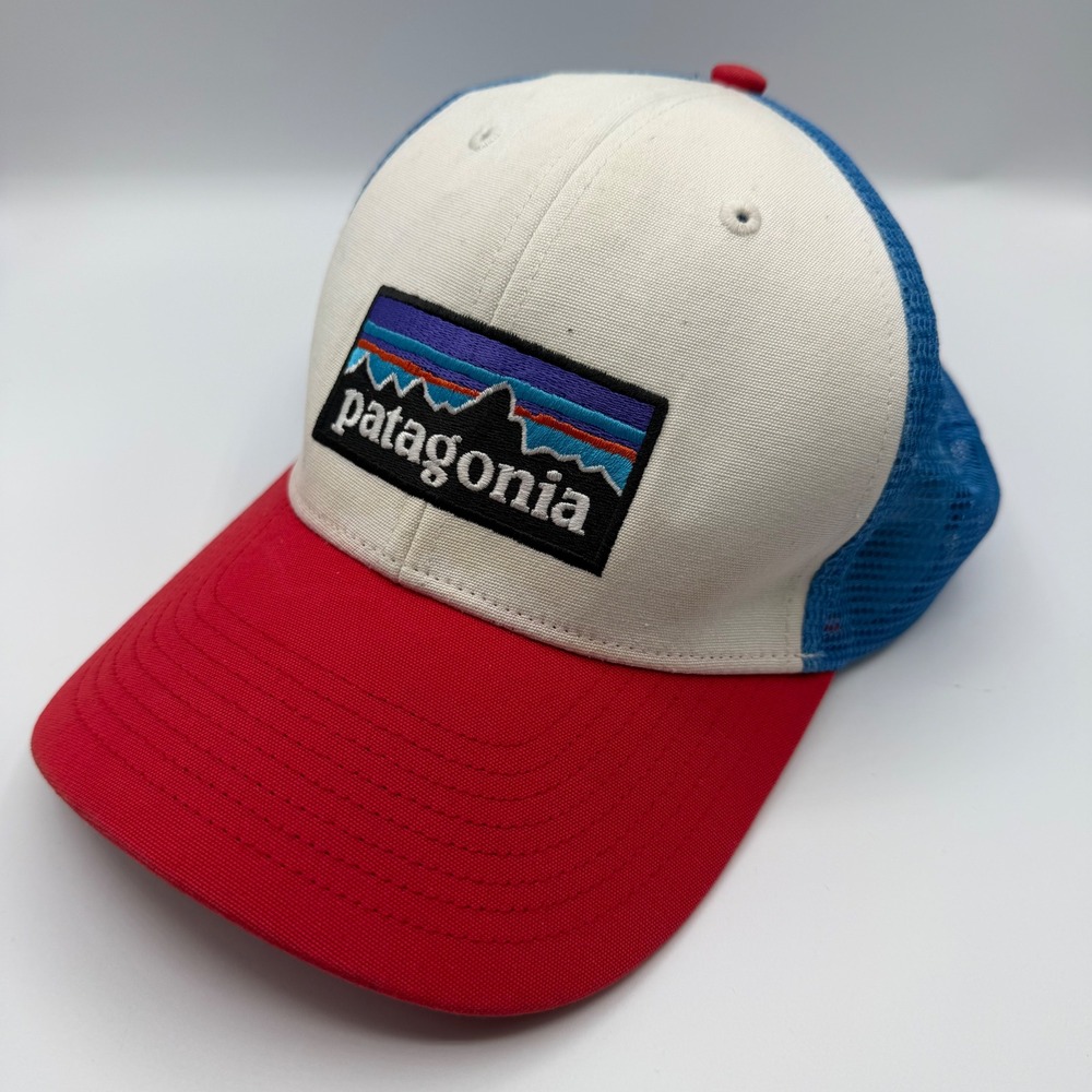 Patagonia P-6 Logo Trucker Hat Red White Blue Mesh Snapback Cap